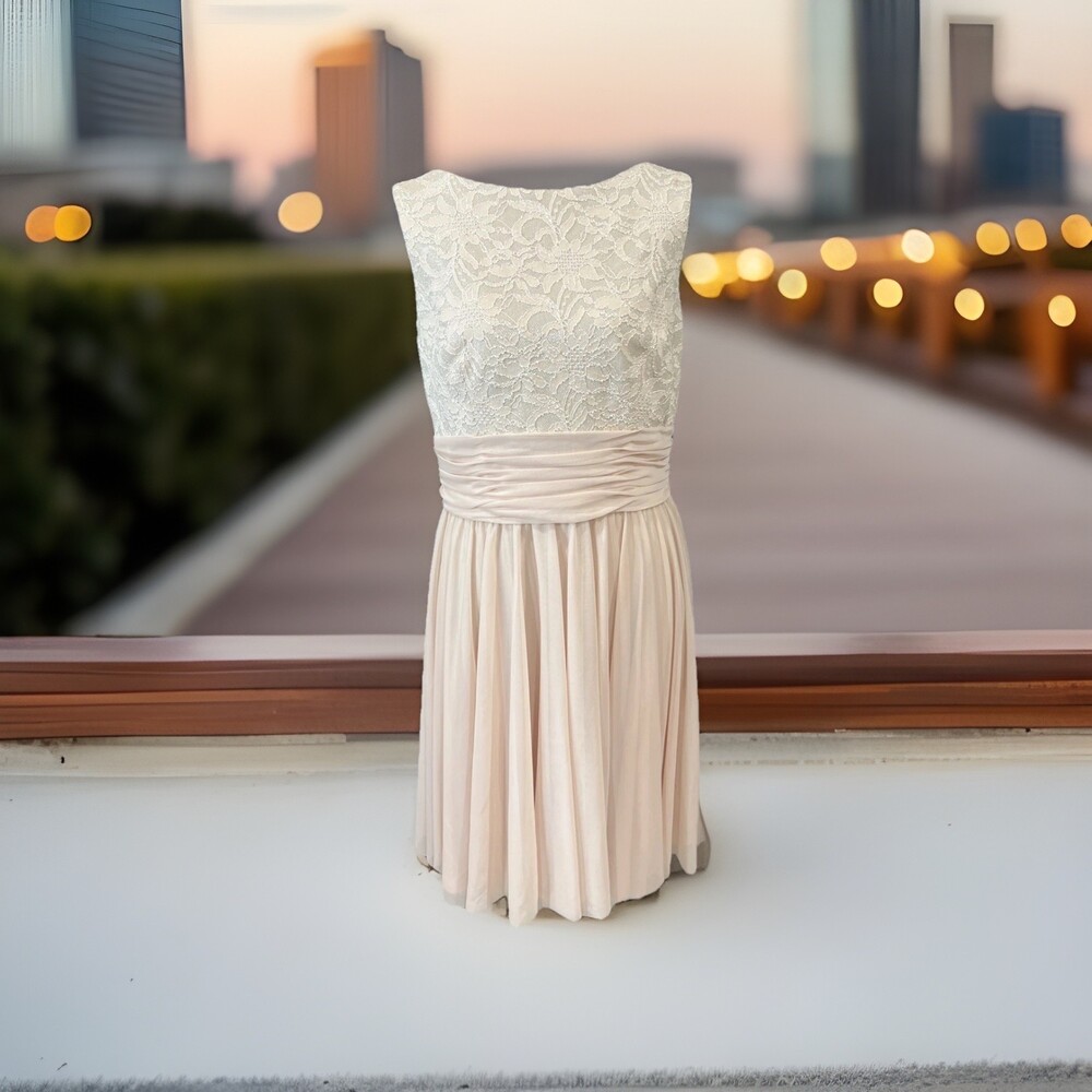 JH Evenings Cocktail Dress Women’s Size 12 Beige Elegant Evening Wear